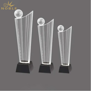 Noble Crystal Glass Custom Logo Golf Trophy Award