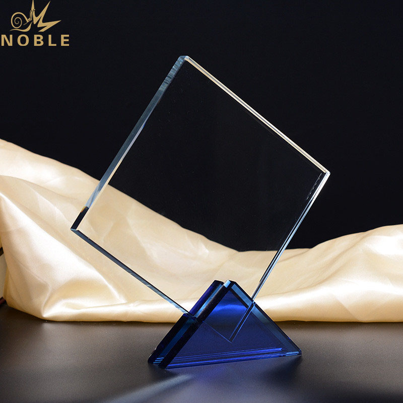 Free Engraving Custom Crystal Plaque Award with Blue Base