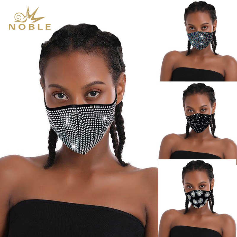 Unisex Cotton 3D Mouth Face Mask Glitter Rhinestone Crystal Masquerade Party Fashion Face Mask for Christmas Costume Party