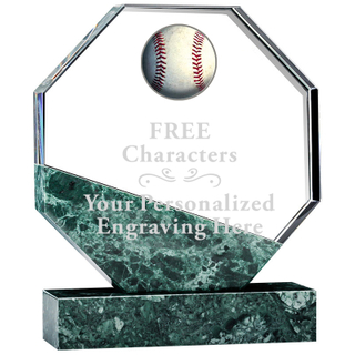 Unique Marble Design Crystal Sports Baseball Championship Trophy