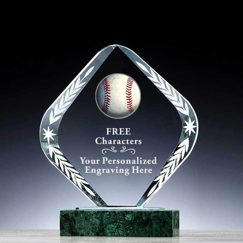 Unique New Design Crystal Baseball Champion Trophy with Marble Base Outstanding Sports Trophy