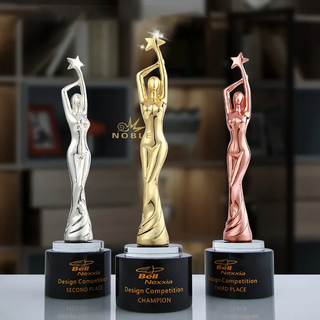 Elegant Metal Woman Female Figurine Custom Dance Star Trophy for Championships