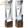 New Design Custom Cube Crystal Award Trophy with Wooden Base