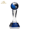Noble Best Selling Free Engraving Blue Crystal Globe Award Trophy 