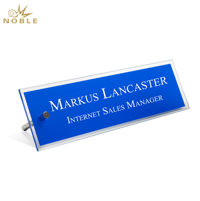 Noble Crystal Glass Name Plate With Custom Bespoke Photo Logo Promotional Business Gift Office Desk Decoration Hand Craft