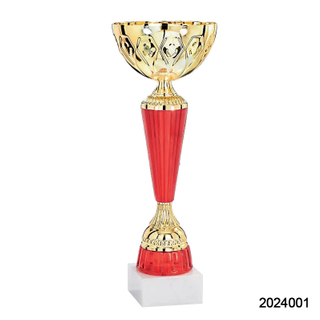 2024 New Design Different Size Custom Made Marble Base Sports Golf Soccer Basketball Marathon Custom Logo Gold Metal Red Dance Trophy Cup 