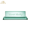 Noble Jade Glass Name Plate With Custom Bespoke Logo Promotional Business Gift Office Desk Decoration Hand Craft