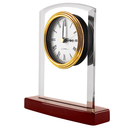 Noble Manufacturer Crystal Glass Clock Business Gift Customized Bespoke Logo Office Decoration Trophy Award Hand Craft Tabletop clock
