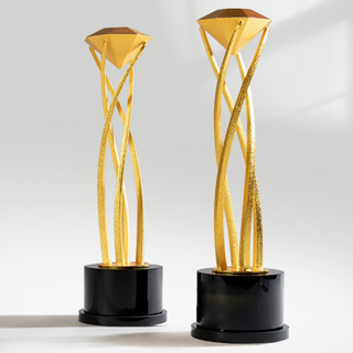 High Quality Customized Shape Gold Silver Metal Diamond Business Gift Custom Logo Trophy Award