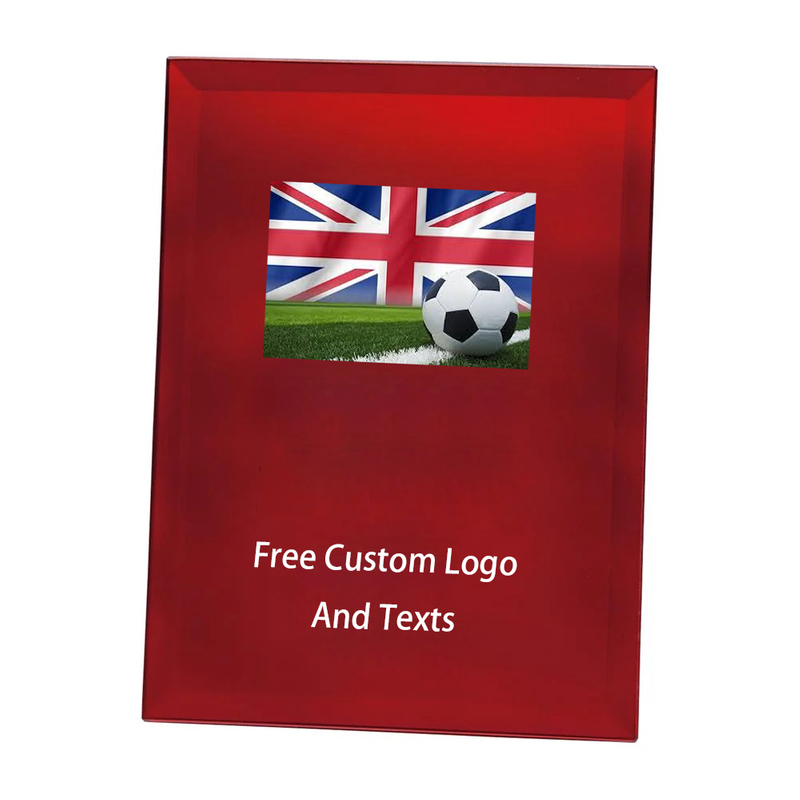 Noble Manufacturer Wholesale Glass Plaque With Custom Printing Logo UK Gift Personalized Sports Soccer Trophy Award Plaque