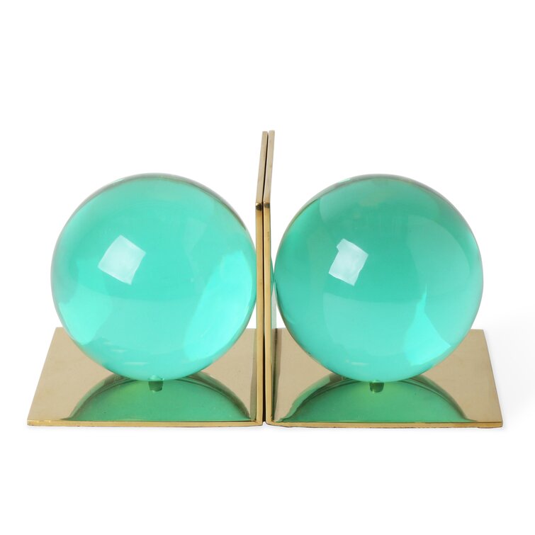 Noble Manufacturer Transparent Crystal Green Ball Achievement Custom Bespoke Logo Business School Office Desk Gift Hand Craft Bookend