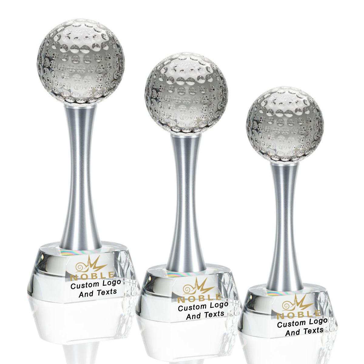 Noble High Quality Crystal Gold Ball Business Gift Sports Awards Custom Bespoke Logo Golf A Hole in One Trophy Hand Craft