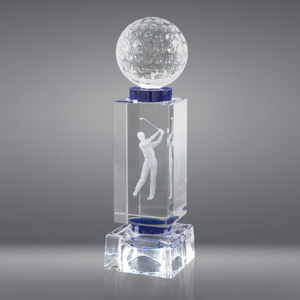 Noble High Quality K9 Crystal Business Gift Sports Awards Custom Bespoke Logo Golf A Hole in One Trophy Hand Craft