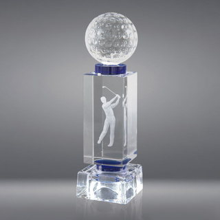 Noble High Quality K9 Crystal Business Gift Sports Awards Custom Bespoke Logo Golf A Hole in One Trophy Hand Craft