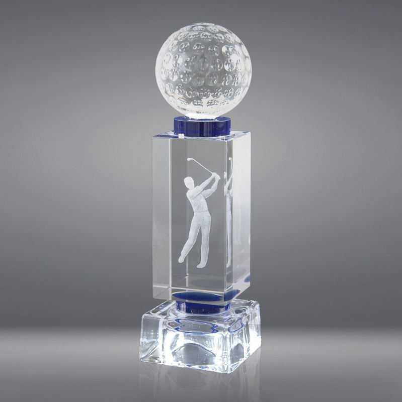 Noble High Quality K9 Crystal Business Gift Sports Awards Custom Bespoke Logo Golf A Hole in One Trophy Hand Craft