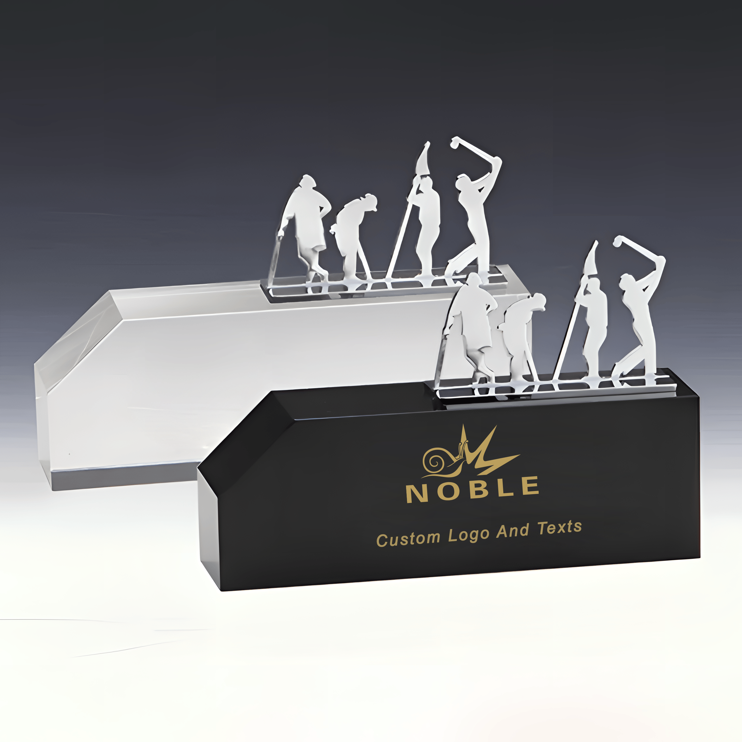 Noble High Quality K9 Crystal Business Gift Sports Awards Custom Bespoke Logo Golf A Hole in One Trophy Hand Craft