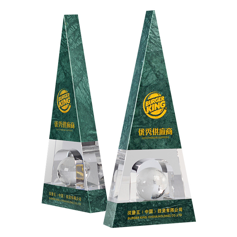 Noble Manufacturer Marble Crystal Glass Outdoor Sports Gift Customized Personalized Bespoke Logo Golf Trophy Award Hand Craft