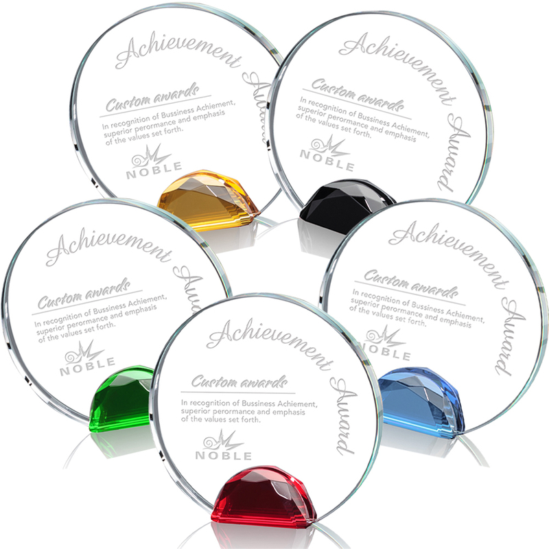 Noble Free Engraving Custom Round Glass Plaque Awards