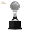 Noble Crystal Golf Ball And Crystal Column On Metal Base Golf Trophy Award