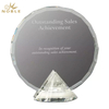 Noble Sunflower Octagon Circle Crystal Glass Custom Logo Golf Trophy Award