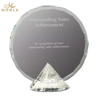 Noble Sunflower Octagon Circle Crystal Glass Custom Logo Golf Trophy Award