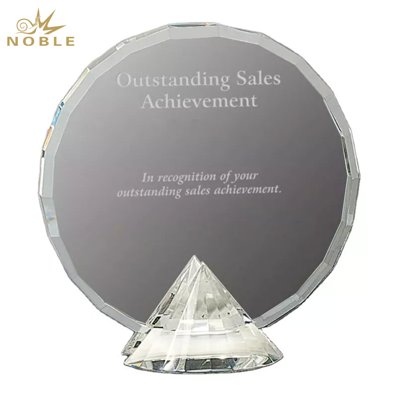 Noble Sunflower Octagon Circle Crystal Glass Custom Logo Golf Trophy Award