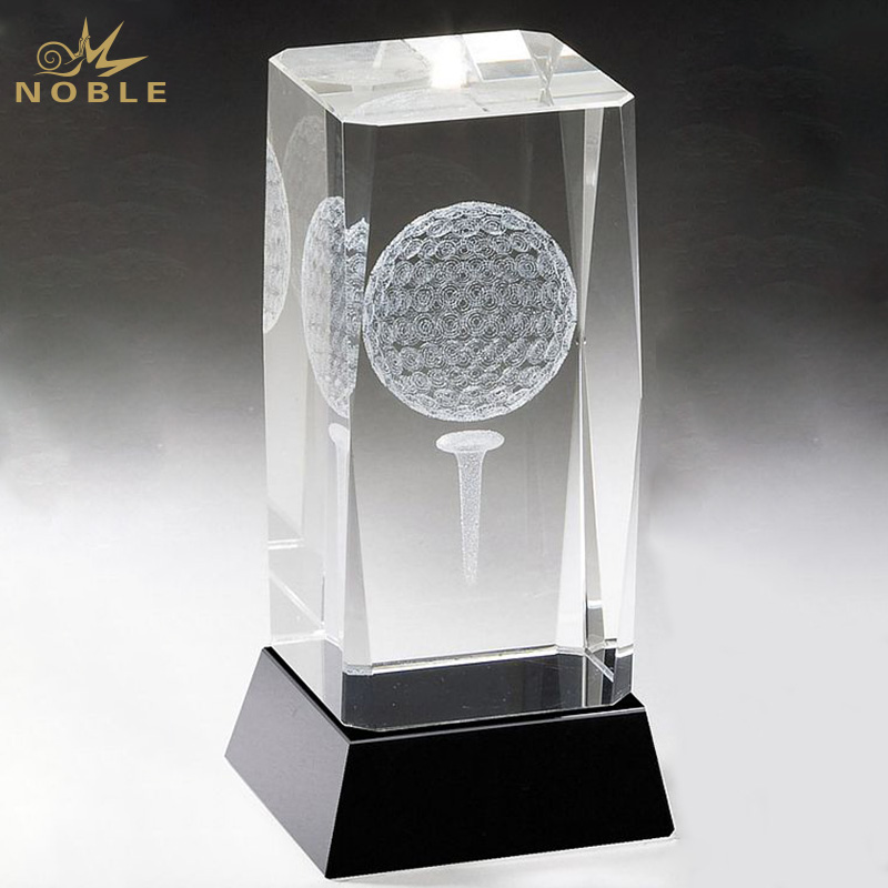 Noble Crystal Glass Golf Ball Custom Logo Golf Trophy Award