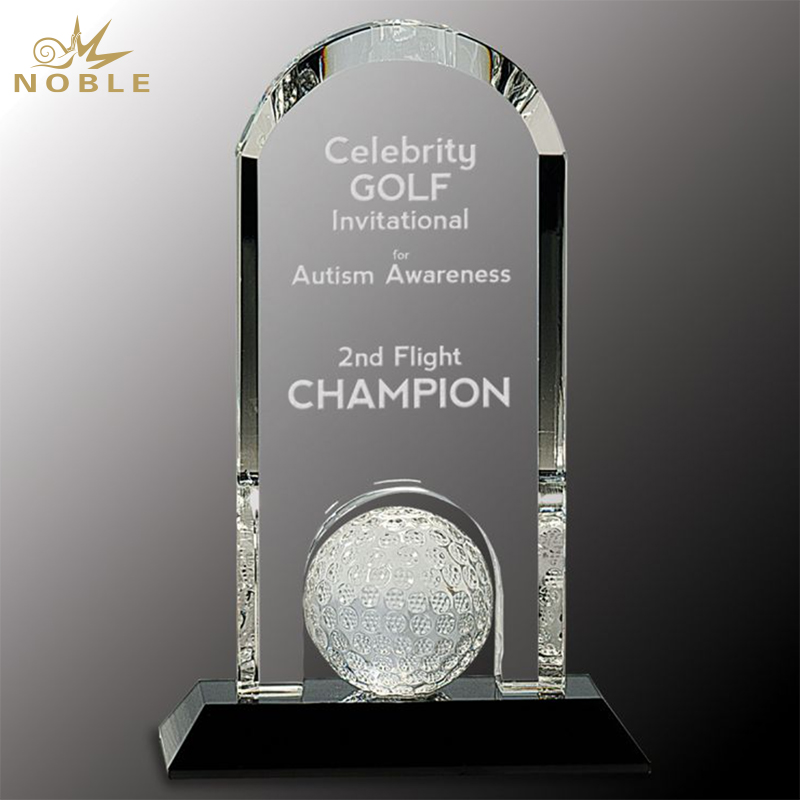 Noble Crystal Glass Golf Ball Custom Logo Golf Trophy Award