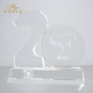 Custom Made Crystal Twenty Years Anniversary Trophy Award
