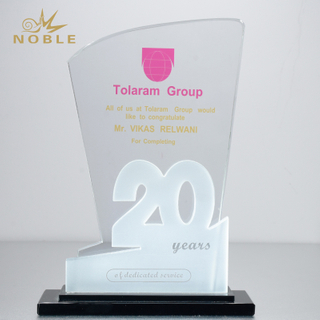 Custom Made Crystal 20 Years Anniversary Trophy Award 