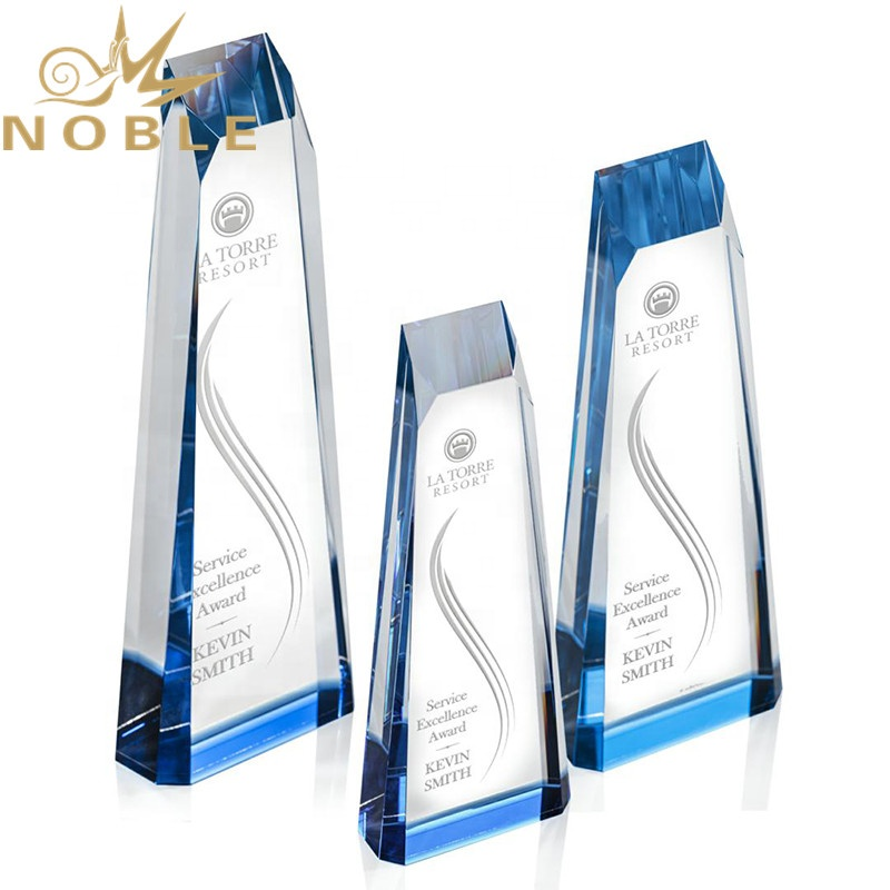 Noble Unique New Design Bottom Blue Plate Custom Plaque Crystal Award