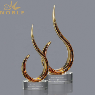 Home Decoration Gift Amber Blaze Art Glass Custom Award