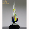 Noble Hot Sale Teardrop Colorful Hand Blown Art Glass Trophy
