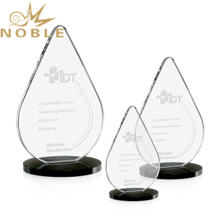 Free Engraving Tear Drop Shape Crystal Plaque Trophy