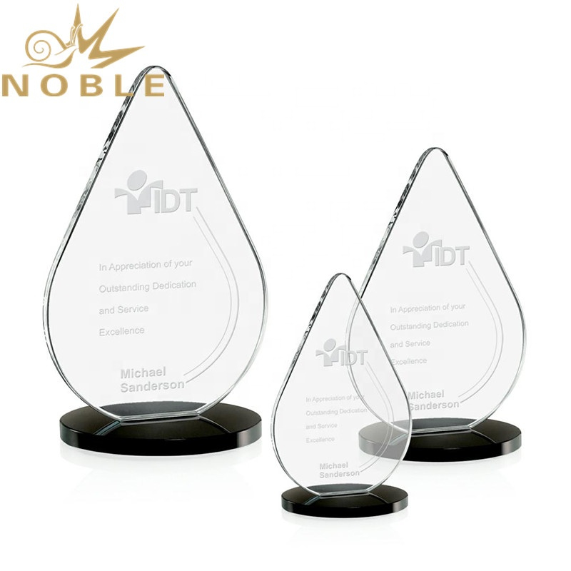 Free Engraving Tear Drop Shape Crystal Plaque Trophy