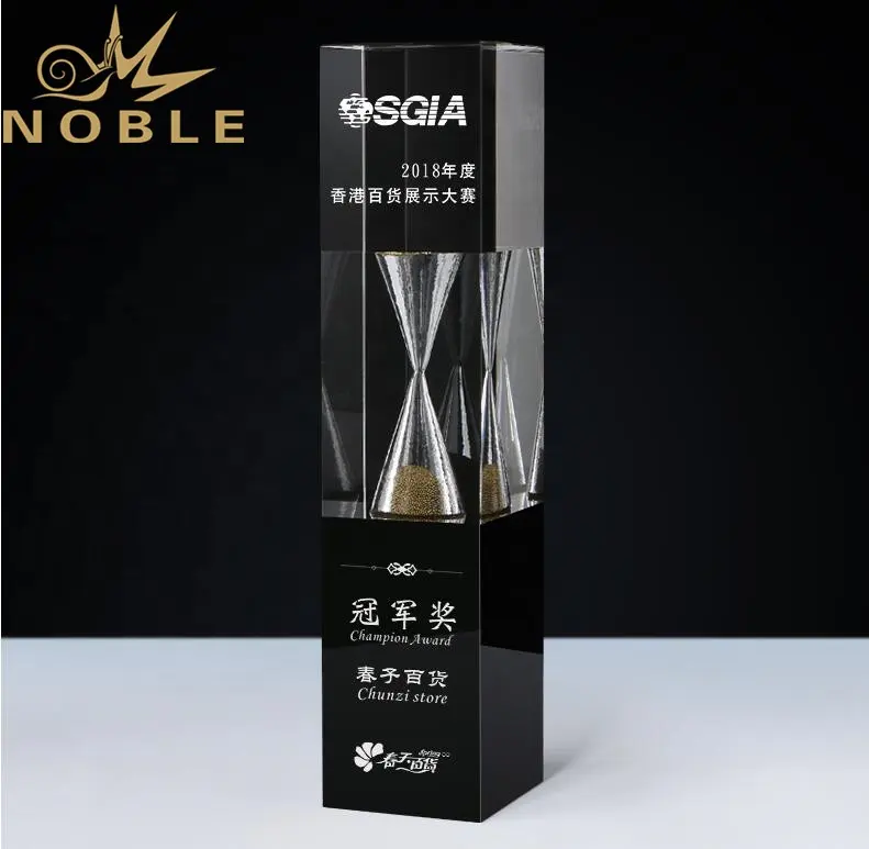 Noble New Design Crystal Cube Award with Hourglass