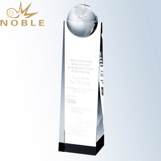 Free Engraving Custom Crystal Wedge Globe Tower Award