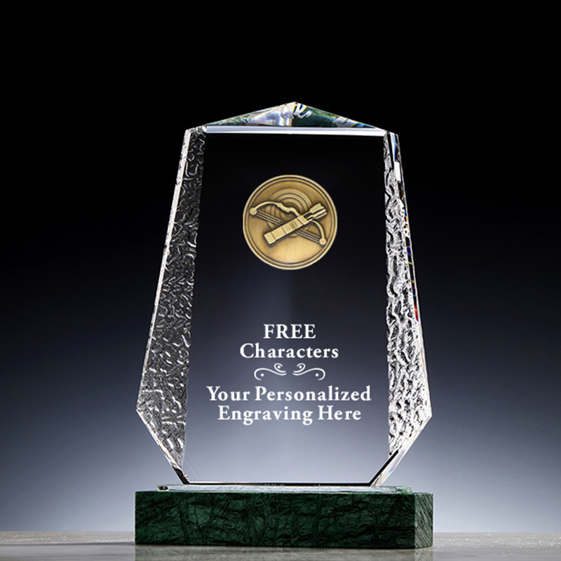 Free Engraving Crystal Plaque Award Custom Matel Sports Archery Medal Trophy with Marble Base