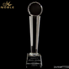 Custom Optical Hand Crystal Pillar Trophy With Cutting Edge