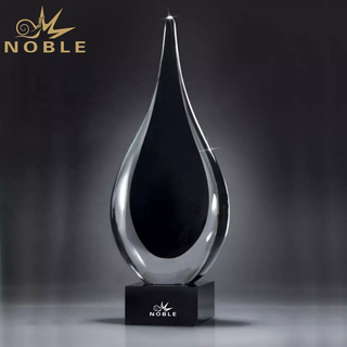  Black Color Art Waterdrop Hand Blown Art Glass Trophy