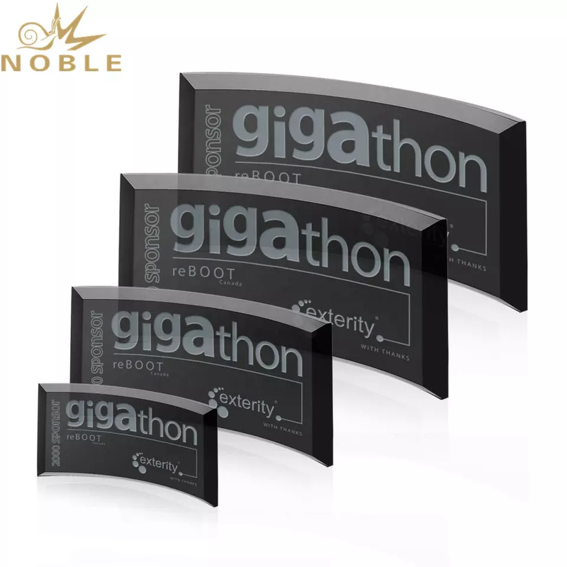 High Quality New Design Custom Grey Glass Crescent Plaque Award with Free Engraving