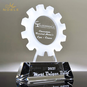 Excellence New Design Custom Souvenir Gifts Business Gear Crystal Awards 