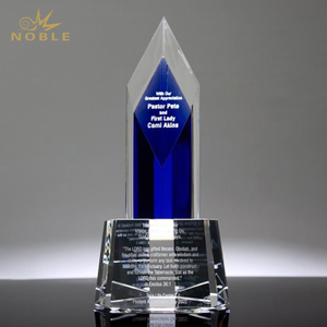 Noble Best Selling New Design Custom Corporate Trophy Visionary Diamond Blue Crystal Trophy