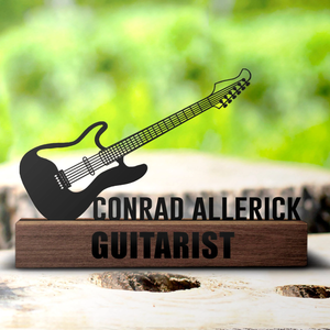 Noble Wooden Base With Custom Cut Metal Plate Custom Bespoke Logo Promotional Business Gift Office Desk Decoration Hand Craft