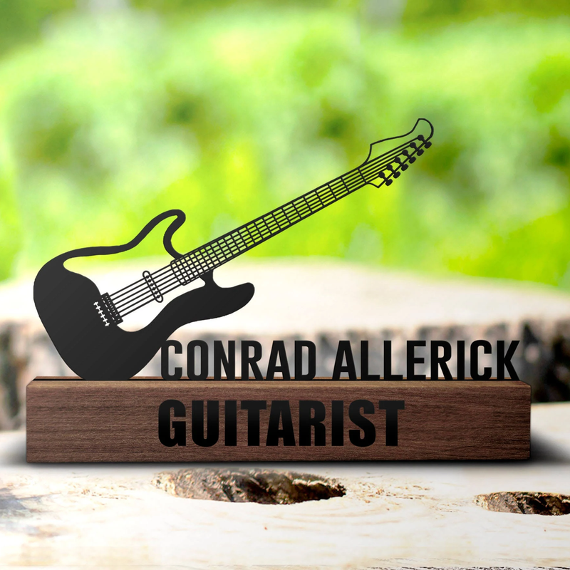 Noble Wooden Base With Custom Cut Metal Plate Custom Bespoke Logo Promotional Business Gift Office Desk Decoration Hand Craft