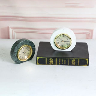Noble Manufacturer Marble Clock Business Gift Customized Bespoke Logo Office Decoration Trophy Award Hand Craft Desk Gift