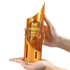 High Quality Customized Gold Silver Bronze Red Metal Tower Building Business Gift Custom Logo Achievement Trophy Awards