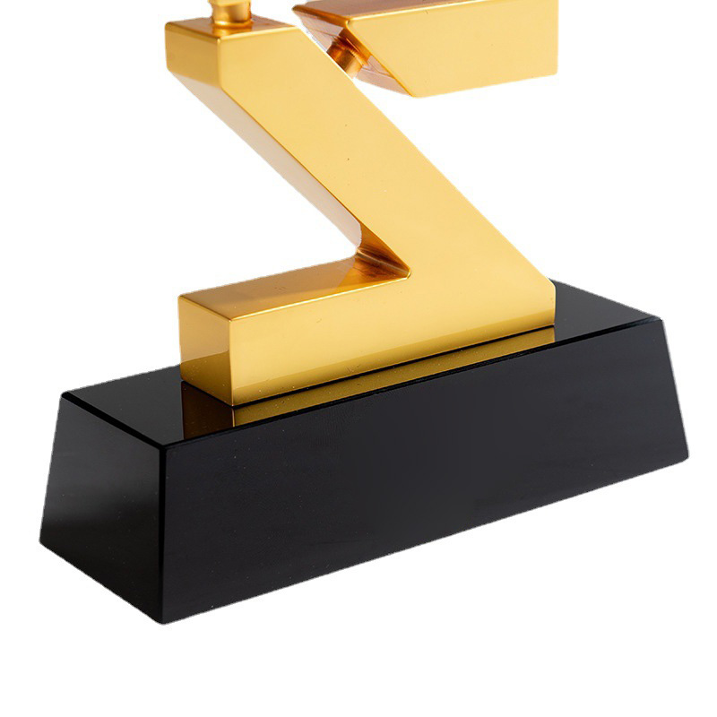 High Quality Customized Shape Gold Metal Logo With Crystal Base Business Gift Custom Logo Trophy Award