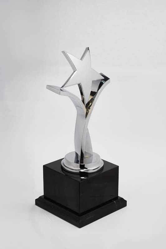 Noble Crystal Base with Gold Silver Bronze Metal Star Business Gift Customized Bespoke Logo Office Decoration Trophy Award
