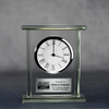Noble Manufacturer Jade Glass Clock With Metal Base Business Gift Customized Bespoke Logo Office Decoration Trophy Award Hand Craft Desk Gift